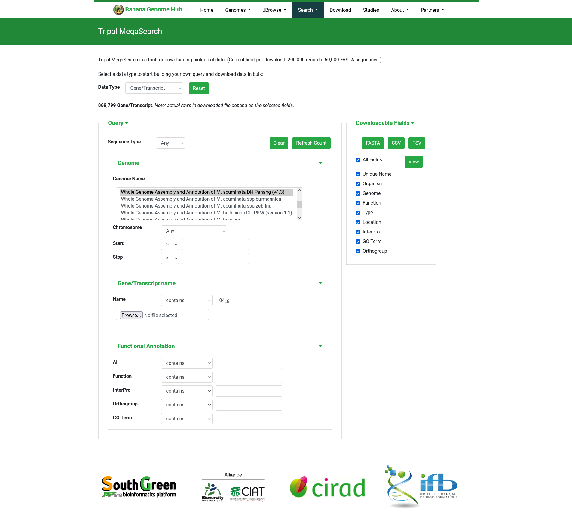 gene search form